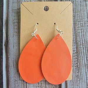 Orange Faux Leather Earrings